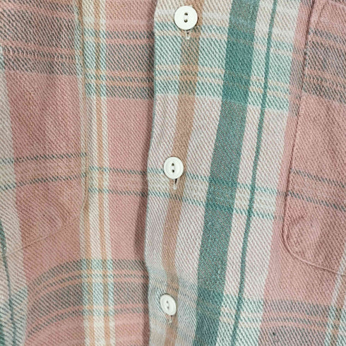 ポロバイラルフローレン Polo by RALPH LAUREN 90S マドラスチェック 開襟 ダブルポケット S/S ネルシャツ メンズ import:XL