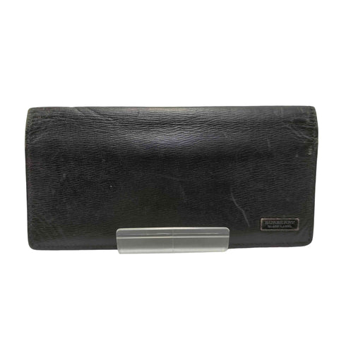 バーバリーブラックレーベル BURBERRY BLACK LABEL メタルロゴ レザー シワ加工 長財布 メンズ