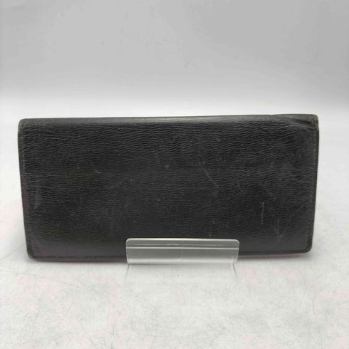 バーバリーブラックレーベル BURBERRY BLACK LABEL メタルロゴ レザー シワ加工 長財布 メンズ