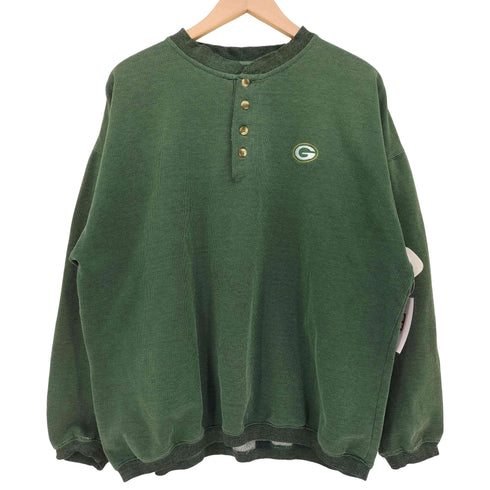 NFL チームロゴ 刺繍 長袖 ヘンリーネック Tシャツ メンズ