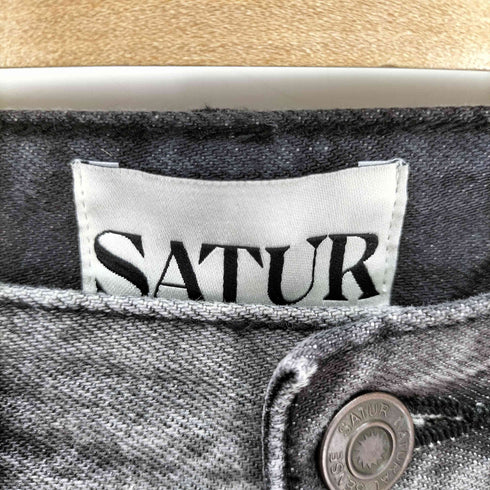 SATUR ワイド ブラックデニム メンズ JPN:S