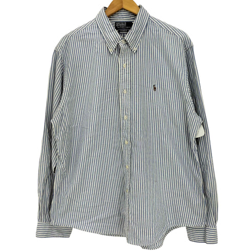 ポロバイラルフローレン Polo by RALPH LAUREN 90-00s CUSTOM FIT ポニー刺繍 ストライプ ボタンダウン長袖シャツ メンズ import:XL