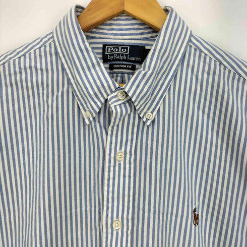 ポロバイラルフローレン Polo by RALPH LAUREN 90-00s CUSTOM FIT ポニー刺繍 ストライプ ボタンダウン長袖シャツ メンズ import:XL