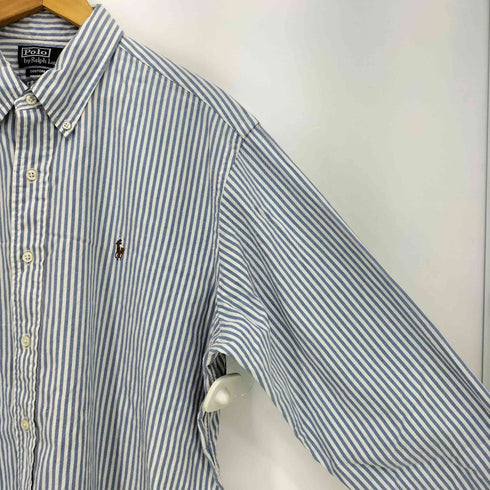 ポロバイラルフローレン Polo by RALPH LAUREN 90-00s CUSTOM FIT ポニー刺繍 ストライプ ボタンダウン長袖シャツ メンズ import:XL