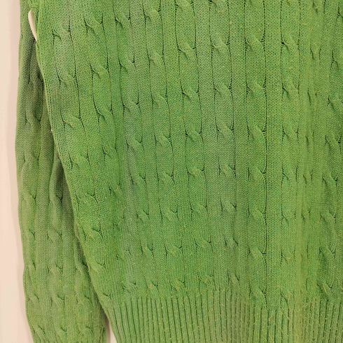 ポロバイラルフローレン Polo by RALPH LAUREN ポニー刺繍 シルク100 ケーブル Vネック ニット メンズ import:XL