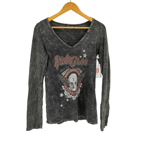 urban X USA製 スカル ラインストーンVネックカットソー レディース import:M