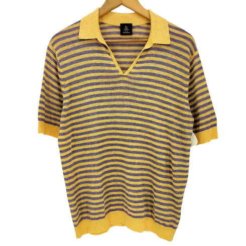 ポールスチュアート Paul Stuart ボーダー リネン100 スキッパー S/S ポロシャツ メンズ import:M