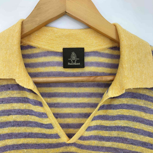 ポールスチュアート Paul Stuart ボーダー リネン100 スキッパー S/S ポロシャツ メンズ import:M