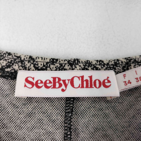 シーバイクロエ SEE BY CHLOE ボートネックヘリンボーンコットンワンピース レディース FR:34