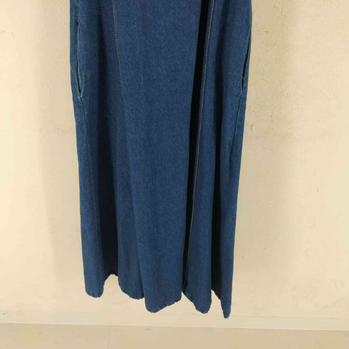 ザラ ZARA 半袖 スクエアネック デニム ロングワンピース レディース S