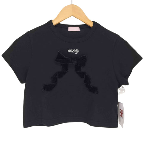 リルリリー lilLilly リボンデザイン クルーネック 半袖Tシャツ カットソー レディース FREE