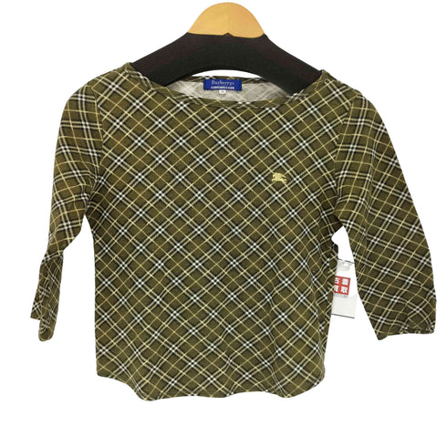 バーバリーブルーレーベル BURBERRY BLUE LABEL ワンポイント刺繍 ボートネック五分袖カットソー レディース M
