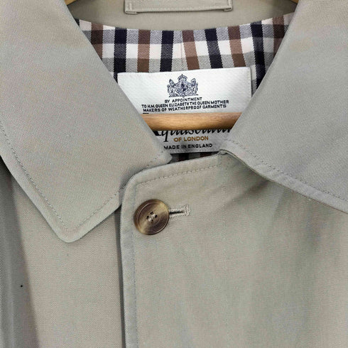 アクアスキュータム AQUASCUTUM イングランド製 裏地チェック 玉虫 ステンカラーコート メンズ UK:36