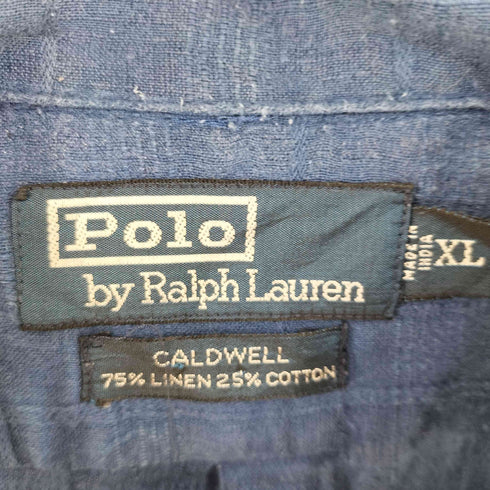 ポロバイラルフローレン Polo by RALPH LAUREN 90s CALDWELL リネン コットン オープンカラーシャツ メンズ XL
