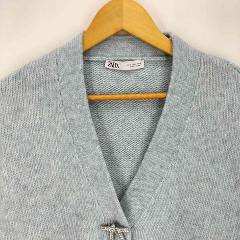 ザラ ZARA ラインストーンリボンニットカーディガン レディース import:M