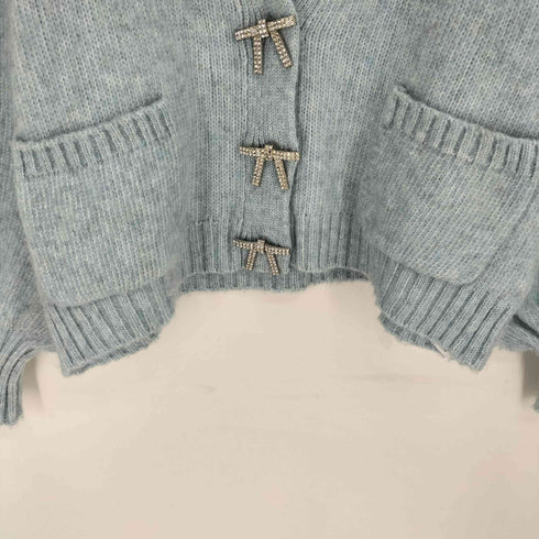 ザラ ZARA ラインストーンリボンニットカーディガン レディース import:M