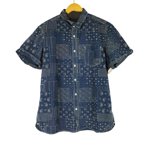 バナナリパブリック BANANA REPUBLIC S/S 総柄 インディゴシャツ メンズ JPN:L