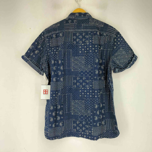 バナナリパブリック BANANA REPUBLIC S/S 総柄 インディゴシャツ メンズ JPN:L