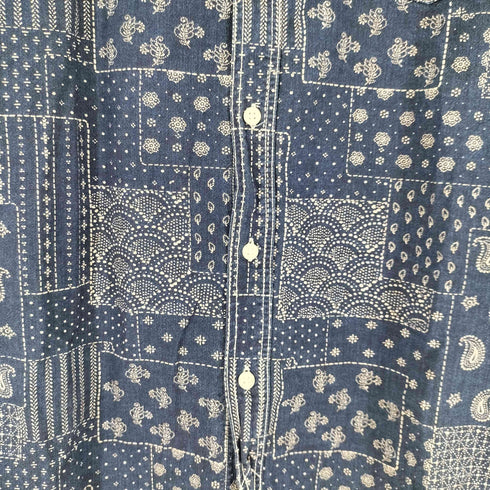バナナリパブリック BANANA REPUBLIC S/S 総柄 インディゴシャツ メンズ JPN:L
