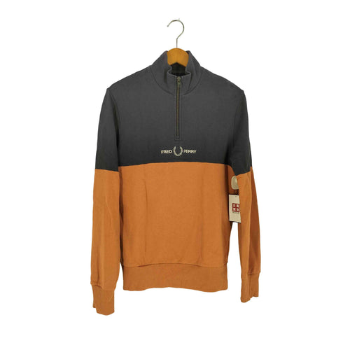 フレッドペリー FRED PERRY Colour Block Half Zip Sweat Court Clay カラーブロック ハーフジップスウェット メンズ import:S