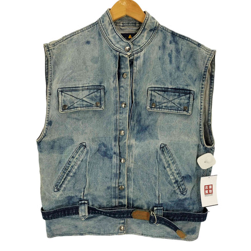 リズクレイボーン LIZ Claiborne 90s プリント ギミックデニムベスト メンズ M