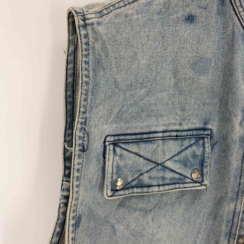 リズクレイボーン LIZ Claiborne 90s プリント ギミックデニムベスト メンズ M