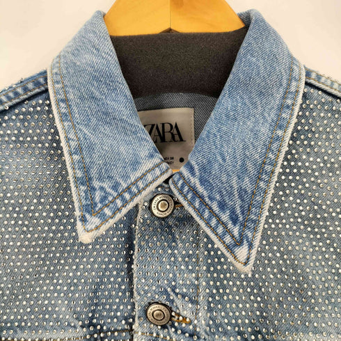 ザラ ZARA ラインストーンデニムジャケット レディース S