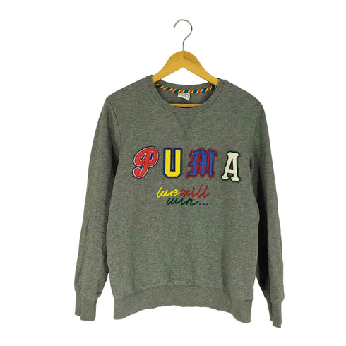 プーマ PUMA we will win ワッペン 前Vガゼット 裏起毛 クルーネックスウェット トレーナー メンズ import:S