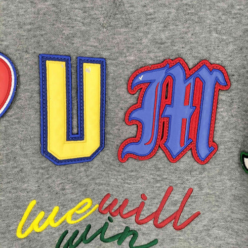 プーマ PUMA we will win ワッペン 前Vガゼット 裏起毛 クルーネックスウェット トレーナー メンズ import:S