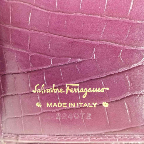 サルヴァトーレフェラガモ Salvatore Ferragamo クロコ型押し ロングウォレット レディース