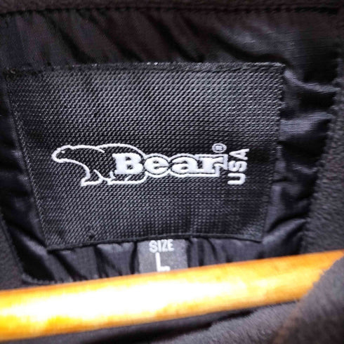 ベアーユーエスエー BEAR USA 黒デカロゴ 裏地フリース ナイロンジャケット メンズ import:L