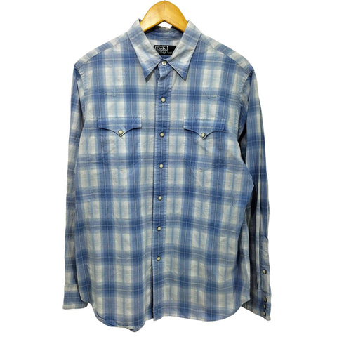 ポロバイラルフローレン Polo by RALPH LAUREN 90s オンブレチェック L/S ウエスタン シャツ メンズ import:L