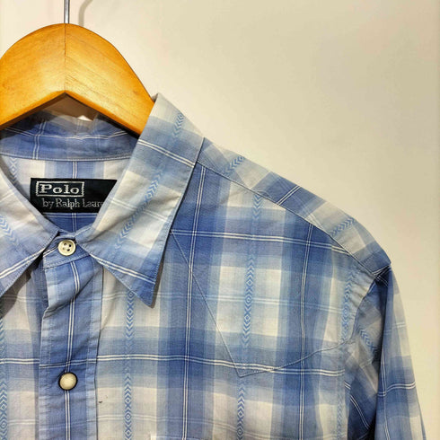 ポロバイラルフローレン Polo by RALPH LAUREN 90s オンブレチェック L/S ウエスタン シャツ メンズ import:L
