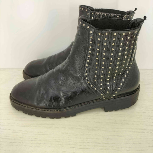 ザラ ZARA レザー スタッズ サイドゴアブーツ レディース JPN:24