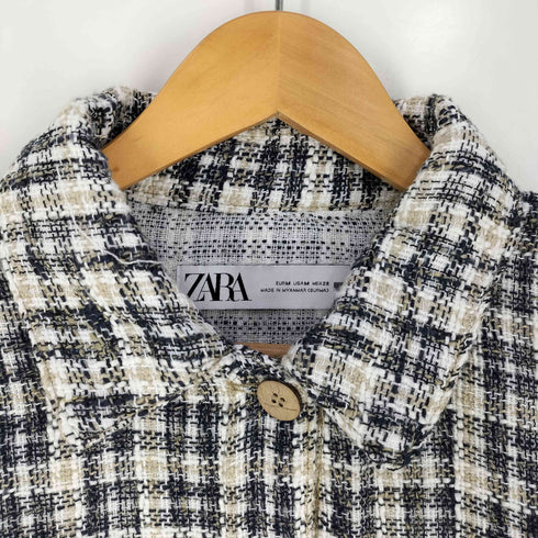 ザラ ZARA ツイードチェックジャケット レディース import:M