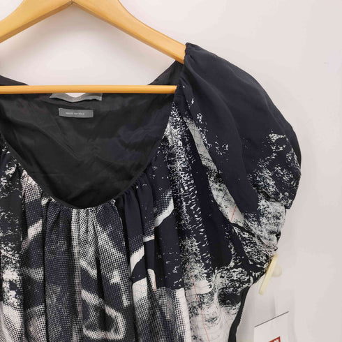 マックキュー McQ イタリア製 シルク100 総柄 プリント バルーンスリーブ 七分丈 ワンピース レディース EUR:44