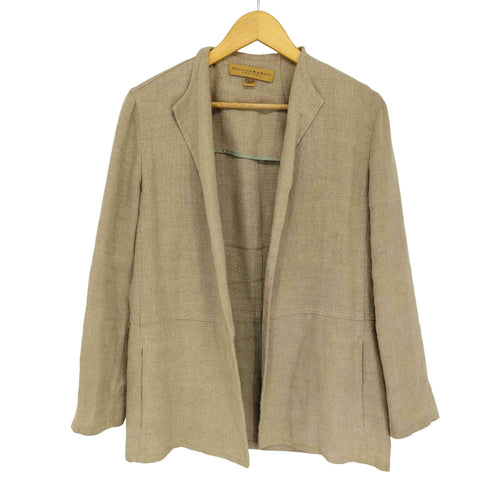 ダナキャランニューヨーク DKNY MADE IN USA SIGNATURE リネンノーカラージャケット レディース JPN9