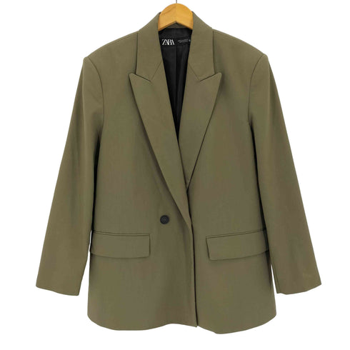 ザラ ZARA ダブルブレストピークドラペルテーラードジャケット レディース import:M