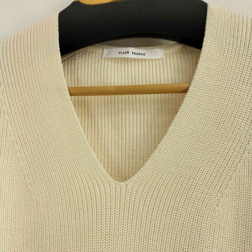 プレインピープル PLAIN PEOPLE サイドスリット Vネック ノースリーブ コットンニット レディース JPN:9号