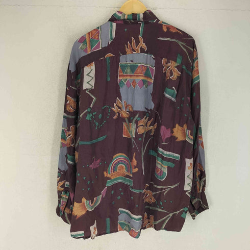 グーチ GOOUCH 80-90s 総柄シルクシャツ 両フラップ メンズ JPN:L