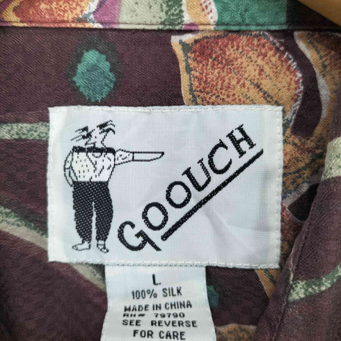 グーチ GOOUCH 80-90s 総柄シルクシャツ 両フラップ メンズ JPN:L