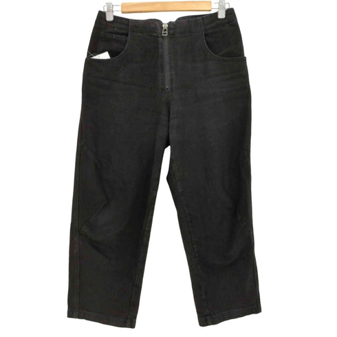 ザラ ZARA cropped mid waist barrel leg jeans フロントジップ バレルレッグ デニム パンツ レディース EUR:38