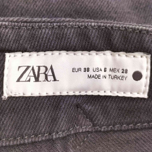 ザラ ZARA cropped mid waist barrel leg jeans フロントジップ バレルレッグ デニム パンツ レディース EUR:38