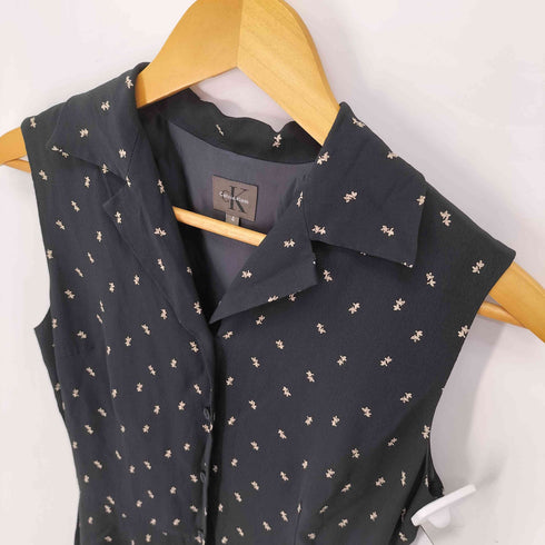 シーケーカルバンクライン ck Calvin Klein 花柄 オープンカラー ノースリーブ シャツ ワンピース レディース 4