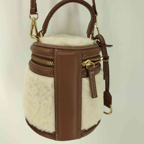 ザラ ZARA ショルダーバッグ ファー バケット バケツ レディース M