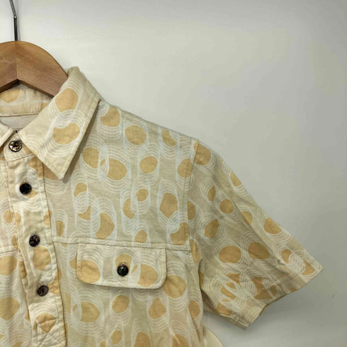 キャサリンハムネットロンドン KATHARINE HAMNETT LONDON 90s コットン フラップポケット 総柄 ポロシャツ レディース import:M