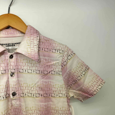 キャサリンハムネットロンドン KATHARINE HAMNETT LONDON 90s コットン 総柄 ポロシャツ レディース import:M