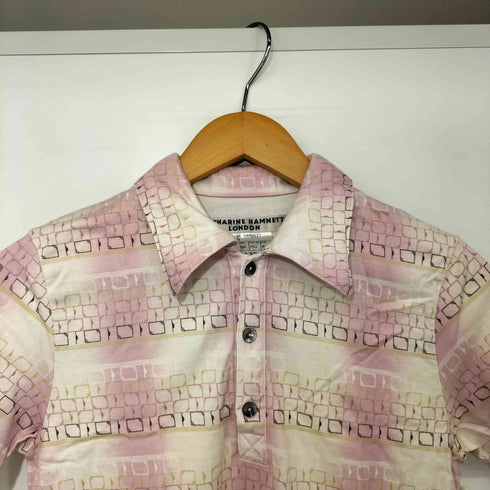 キャサリンハムネットロンドン KATHARINE HAMNETT LONDON 90s コットン 総柄 ポロシャツ レディース import:M