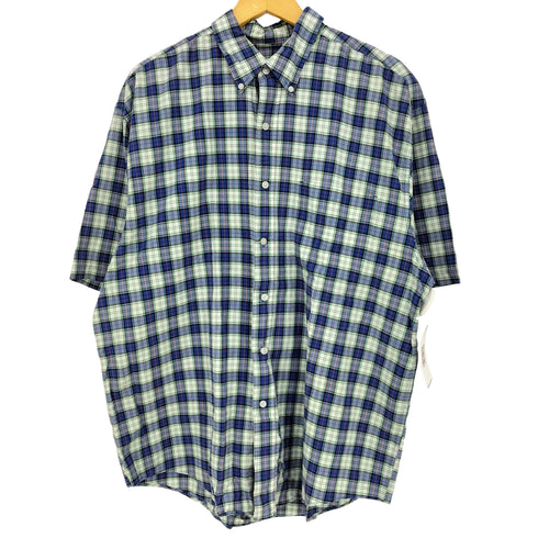 エディーバウアー Eddie Bauer 90s 白タグ ボタンダウン ラウンドヘム 半袖シャツ メンズ import:L