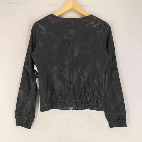 インディヴィ INDIVI lamb leather ノーカラー レザージャケット レディース JPN:38